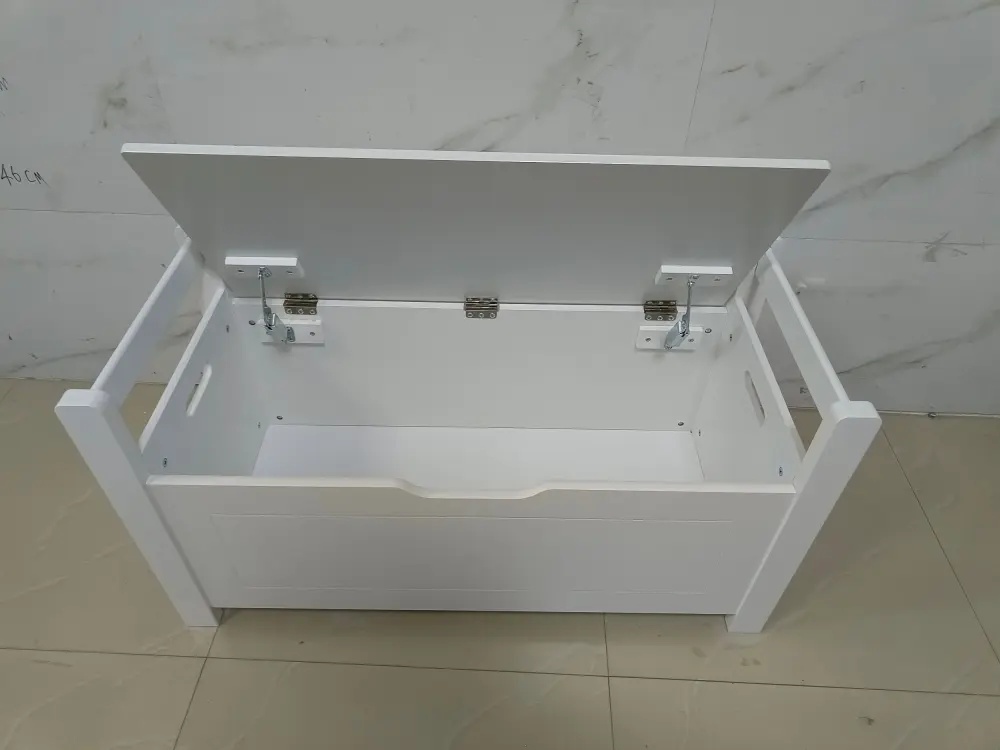 White Rubber Wood Toy Box Chest Kids Boys Girls Large Storage moonriver