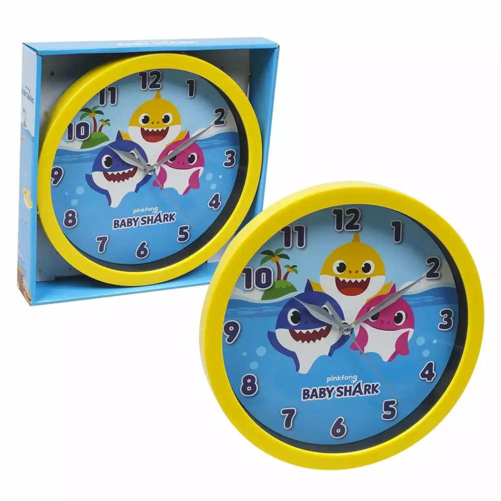 WALL CLOCK 9YELLW BABY SHARK Licensed