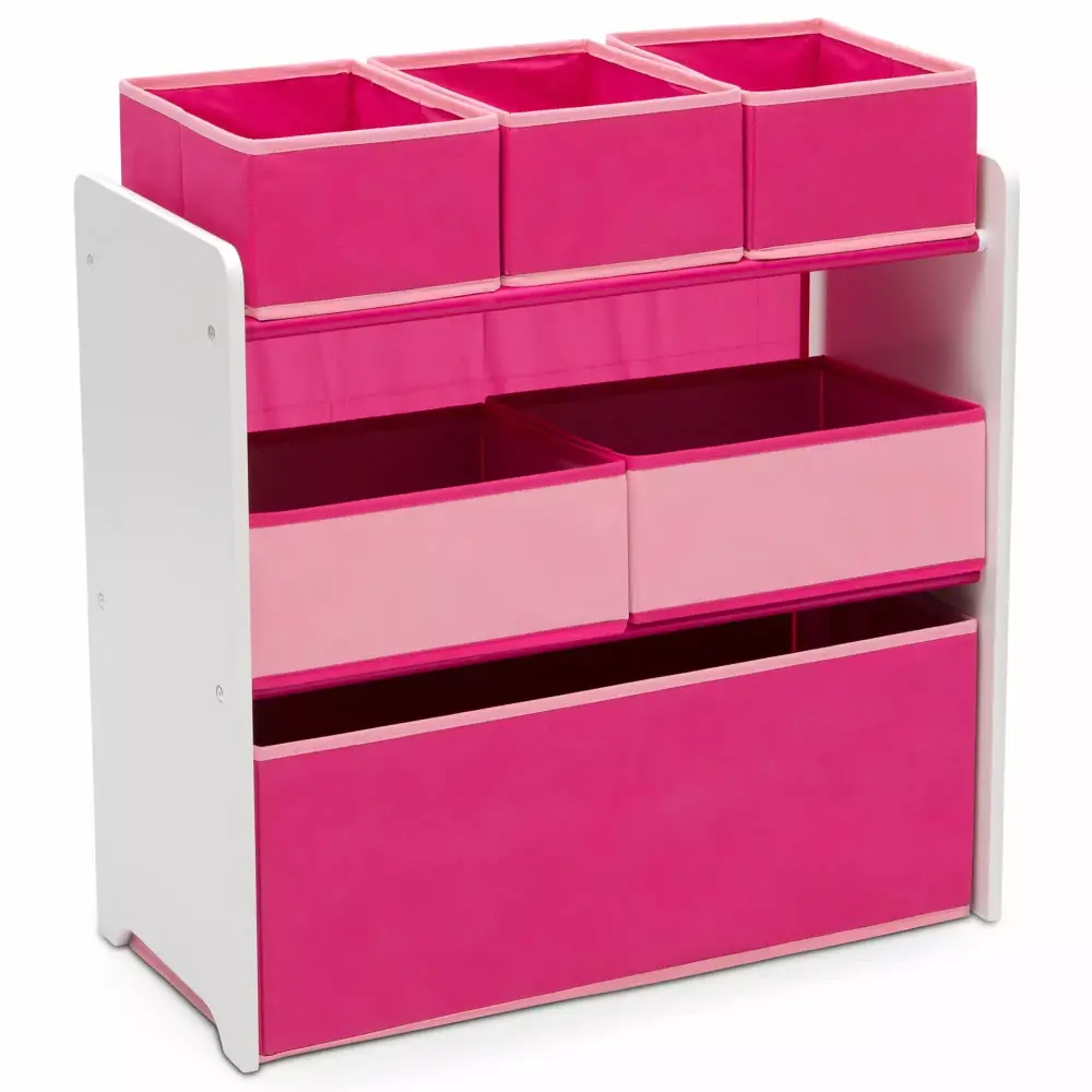 Delta Children 6 Bin Design and Store Toy Organizer White Pink