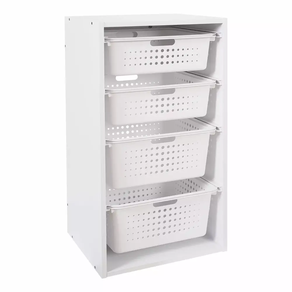 Your Zone Kids Sliding Bin Arranger 4 Storage Bins White Age 3+