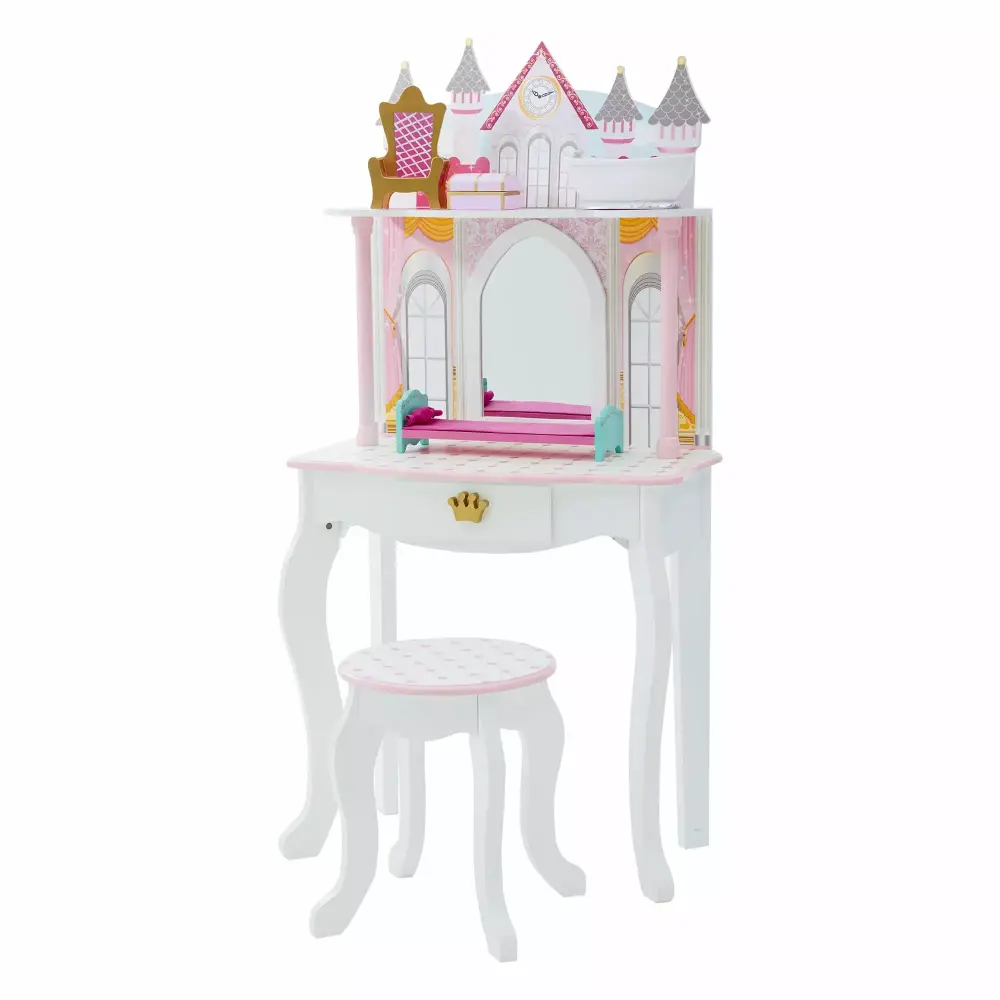 Fantasy Fields Dreamland Castle Kids Vanity Table & Stool Pink