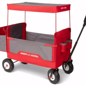 Radio Flyer 3--1 All-Terrain EZ Fold Wagon Canopy Red and Gray Air Tires