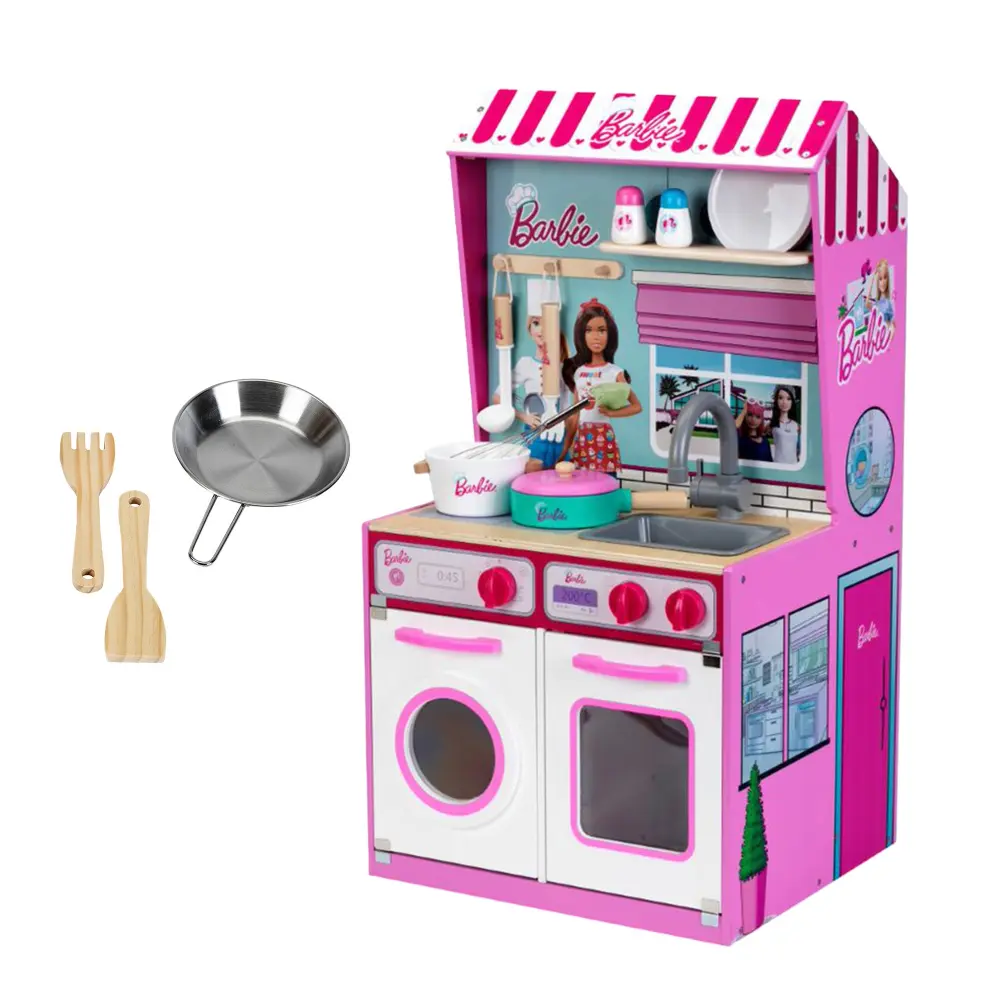 Theo Klein 2 1 Barbie Kitchen Dollhouse and Epic Chef Wooden Kitchen Playset