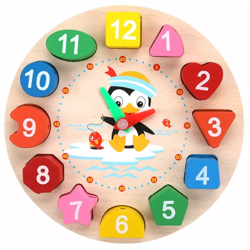 BINGLI Wooden Digital Clock Children Alarm Clock Puzzle Education String Beads Toy